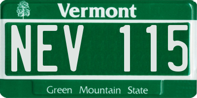 VT license plate NEV115