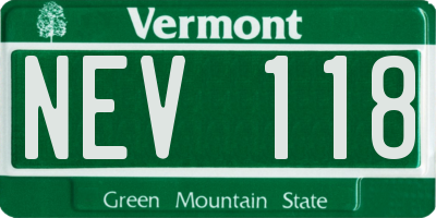 VT license plate NEV118