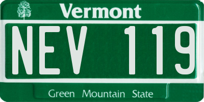 VT license plate NEV119