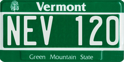 VT license plate NEV120