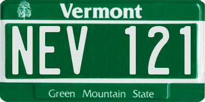 VT license plate NEV121