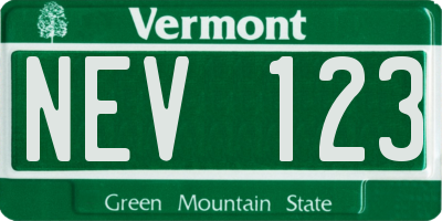 VT license plate NEV123