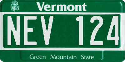 VT license plate NEV124