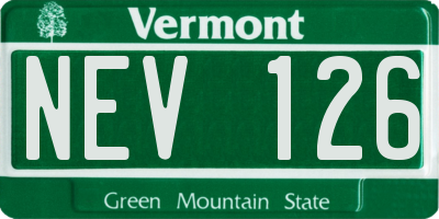 VT license plate NEV126