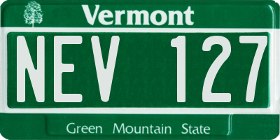 VT license plate NEV127