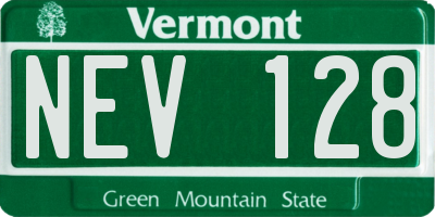 VT license plate NEV128