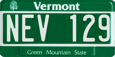 VT license plate NEV129