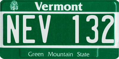 VT license plate NEV132