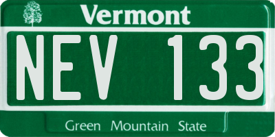 VT license plate NEV133