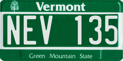 VT license plate NEV135