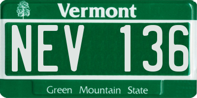 VT license plate NEV136
