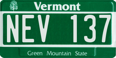 VT license plate NEV137