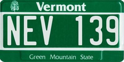 VT license plate NEV139