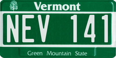 VT license plate NEV141