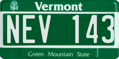 VT license plate NEV143
