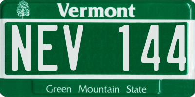 VT license plate NEV144