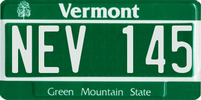 VT license plate NEV145