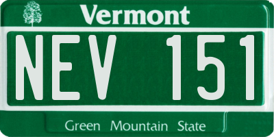 VT license plate NEV151