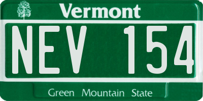 VT license plate NEV154