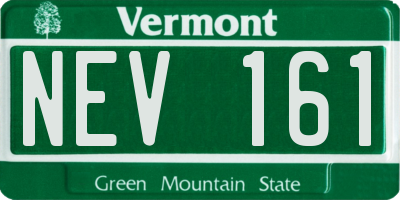 VT license plate NEV161
