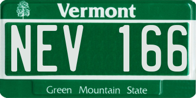 VT license plate NEV166