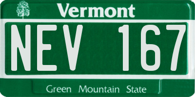 VT license plate NEV167