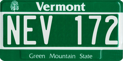 VT license plate NEV172