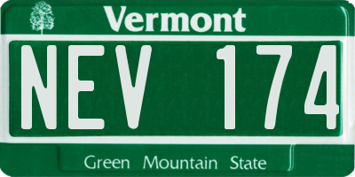 VT license plate NEV174