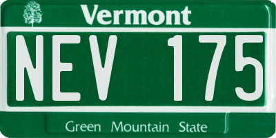 VT license plate NEV175