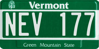 VT license plate NEV177