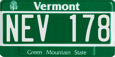 VT license plate NEV178