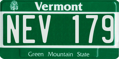 VT license plate NEV179