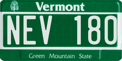VT license plate NEV180
