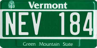 VT license plate NEV184