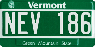 VT license plate NEV186