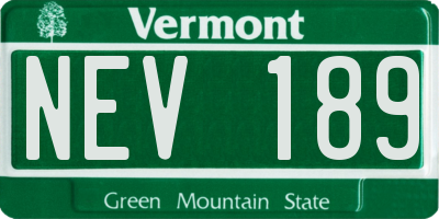 VT license plate NEV189