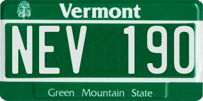 VT license plate NEV190