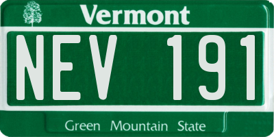 VT license plate NEV191