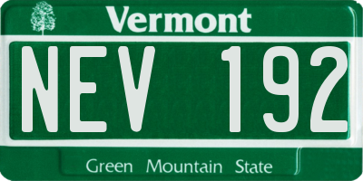 VT license plate NEV192