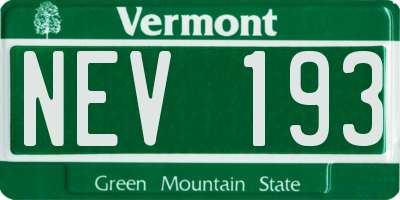 VT license plate NEV193