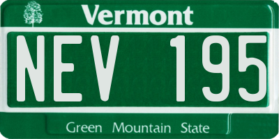 VT license plate NEV195