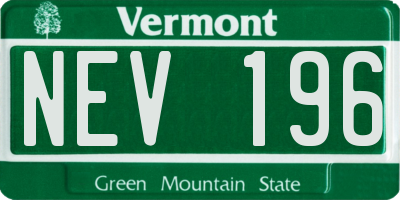 VT license plate NEV196