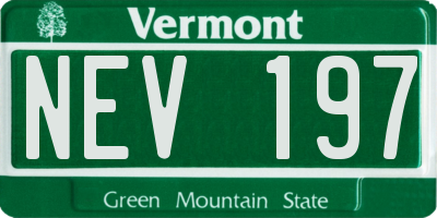 VT license plate NEV197