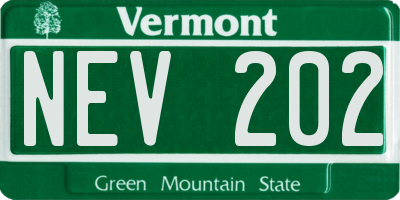 VT license plate NEV202