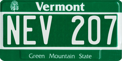 VT license plate NEV207