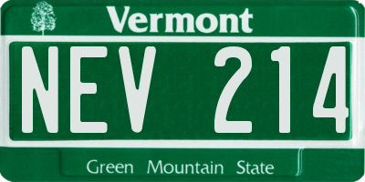 VT license plate NEV214