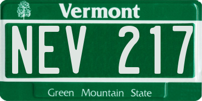VT license plate NEV217