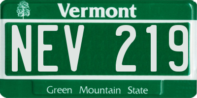 VT license plate NEV219
