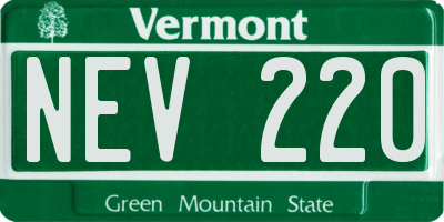 VT license plate NEV220