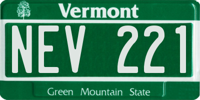 VT license plate NEV221